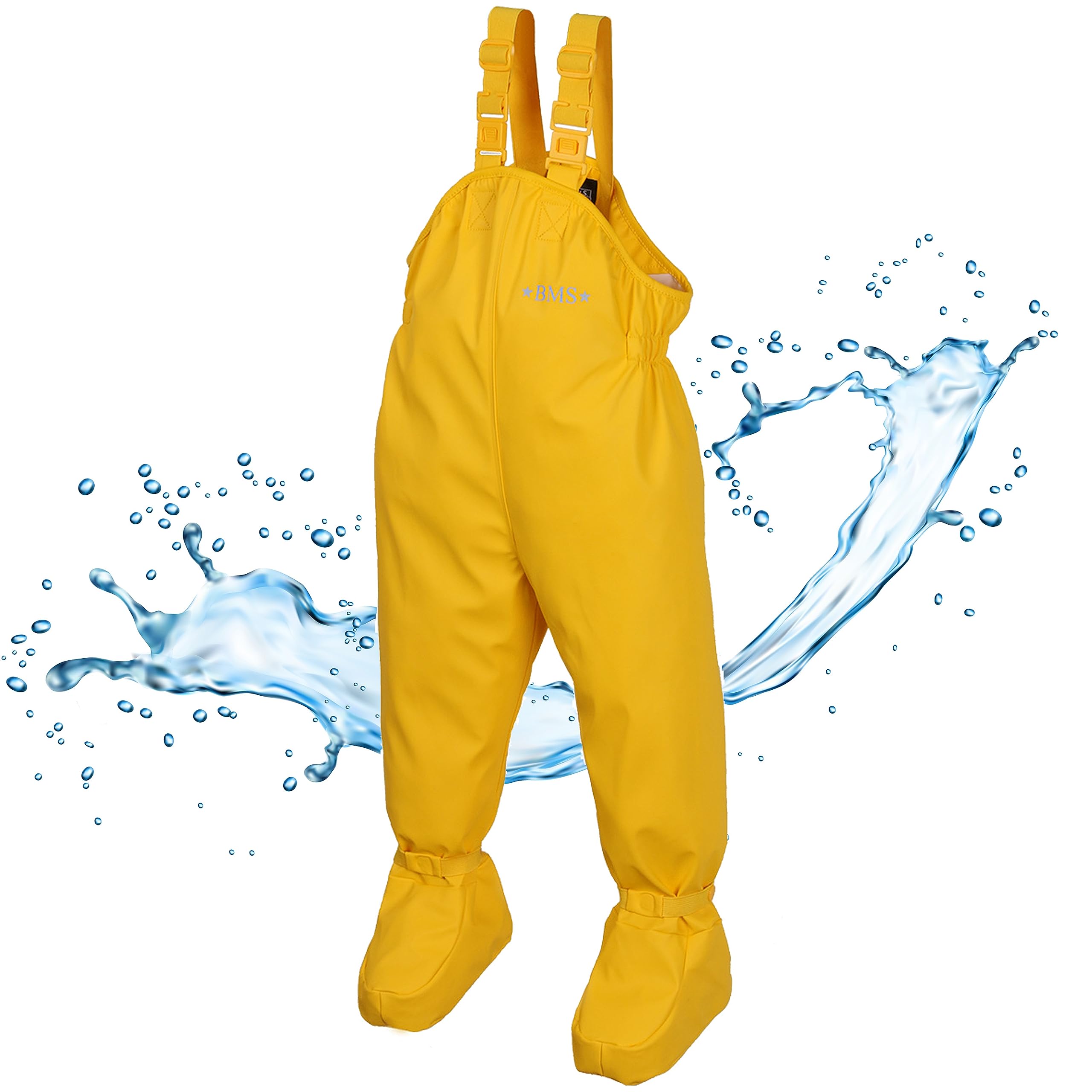 BMS Pantalon de Pluie à bavette BabyBuddy® avec Chaussons intégrés pour bébés et Jeunes Enfants à Quatre Pattes, 100% imperméable, certifié Oeko-Tex