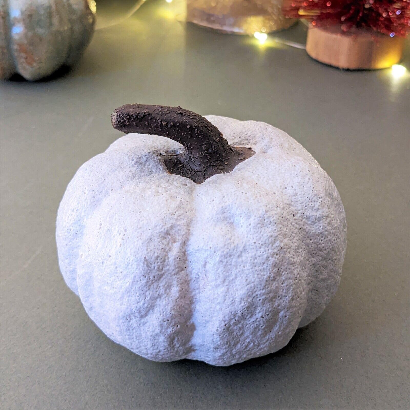 Fyne-Finds White 10Cm Fall Autumn Halloween Pumpkin Rustic Decor Reactive Glazed Ceramic Ornament (White)