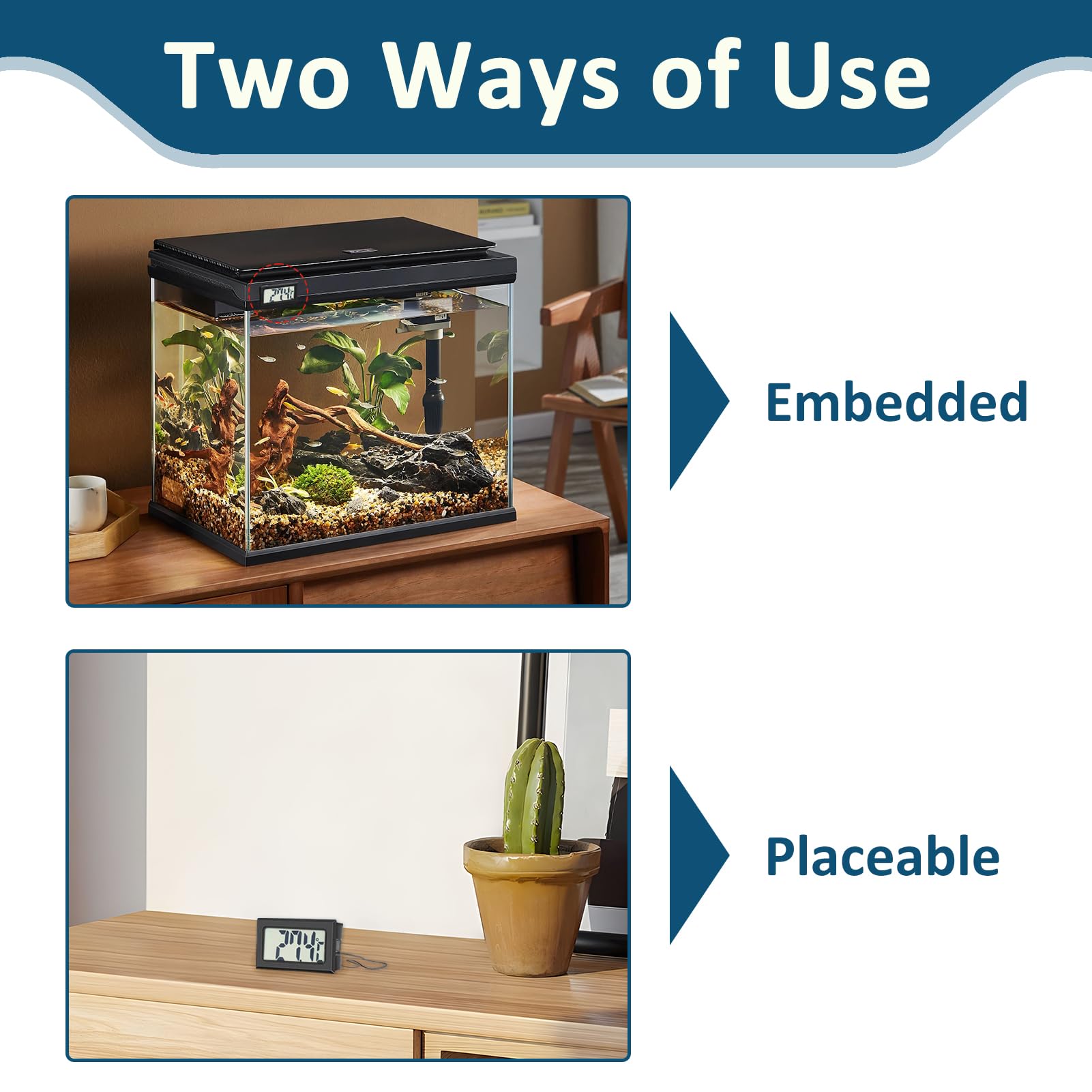 6 Pièces thermometre frigidaire, thermomètre aquarium avec sonde?Mini Thermomètre Numérique LCD Température pour Réfrigérateur et Congélateur, Étanche, Affichage LCD Clair, Fonction Mémoire Min/Max