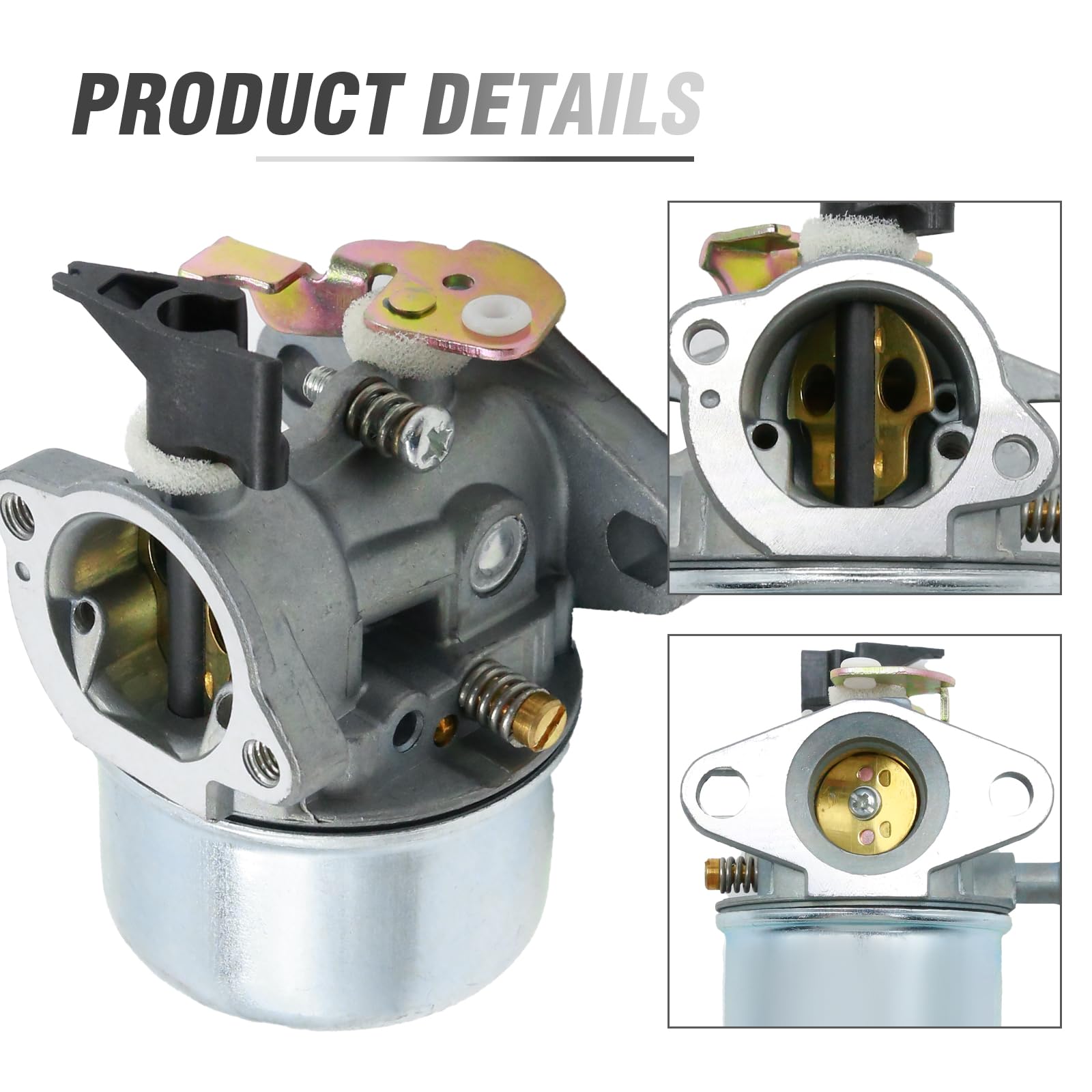 JUUDDENPARTS 498965 Carburettor Carb with Gasket, Replacement for BS Lawn Mower 498965 698056, silver - Image 2