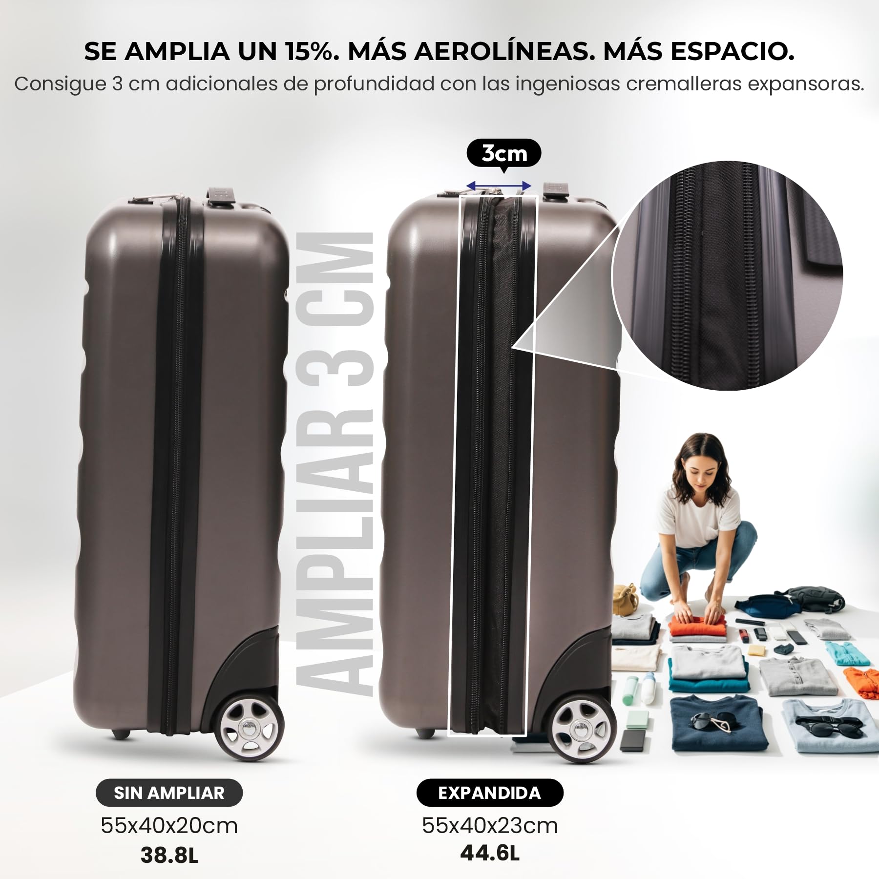 Aerolite 55x40x20cm Maleta de cabina Equipaje de mano rígida ligera 55x40x20 con 2 ruedas y Candado aprobado por la TSA, Aprobada por Ryanair Prioridad, Veuling Tap Portugal y muchas otras Aerolíneas