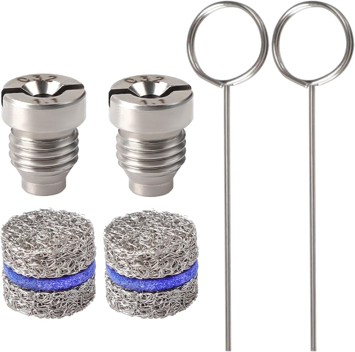 1.1 Orifice Foam Cannon Snow Maker Nozzle Foam Cannon Orifice Orifice for Foam Cannon and Foam Maker Thread Nozzle Tips Mesh Filter for Snow Foam Lance with Cleaning Tools 3000PSI 2 Packs