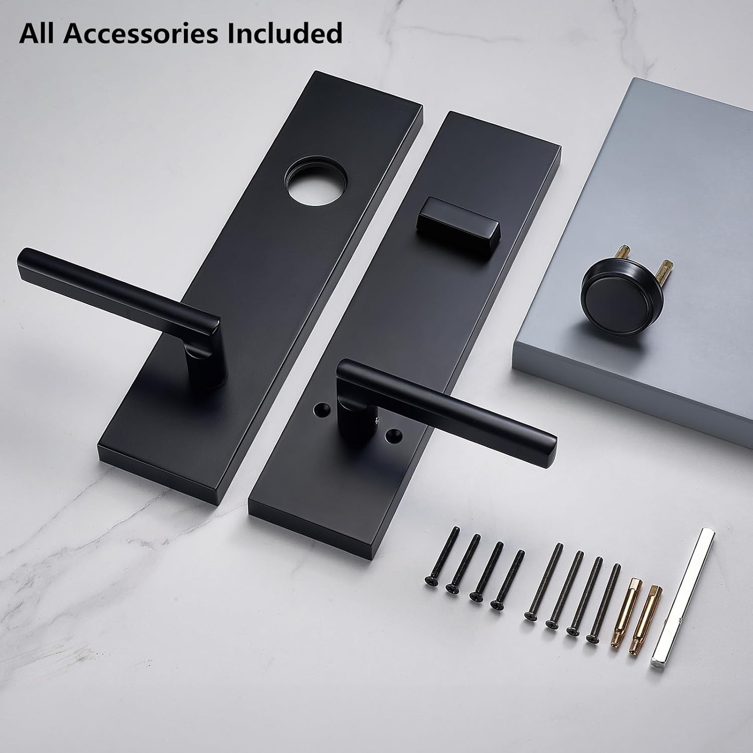 Matte-Black Dummy Handle Set - Designed for Non-Locking Side, Modern Minimalist Style, Perfect Pairing with Front Door Handles(Matte Black)