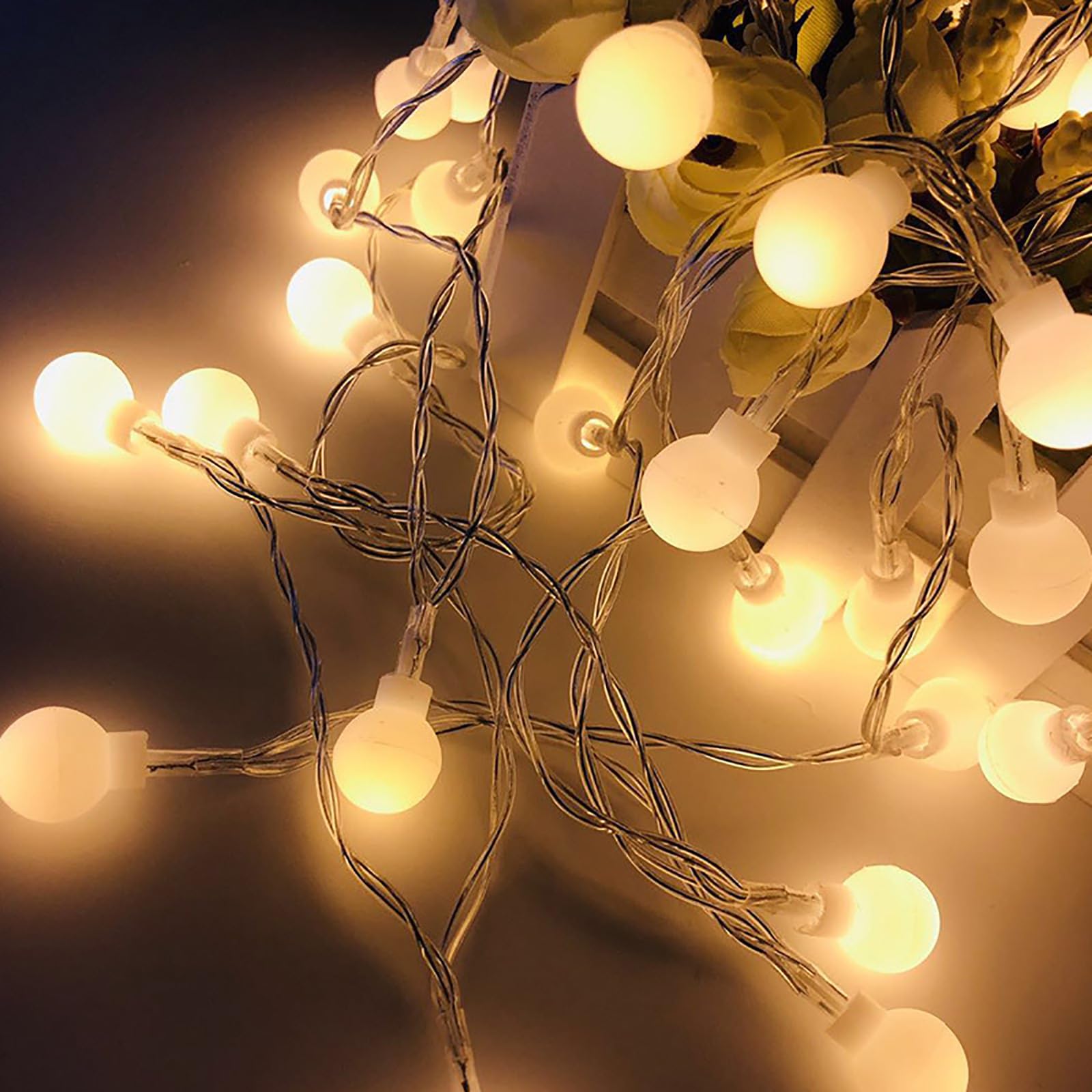 LED Outdoor Lichterkette für Camping, Schneeflocken und Sterne, Weihnachtsfeenlichter, Lichterkette für Halloween, Party, Dekoration Garten, Patio (USB 20 LEDs, warmweiß)