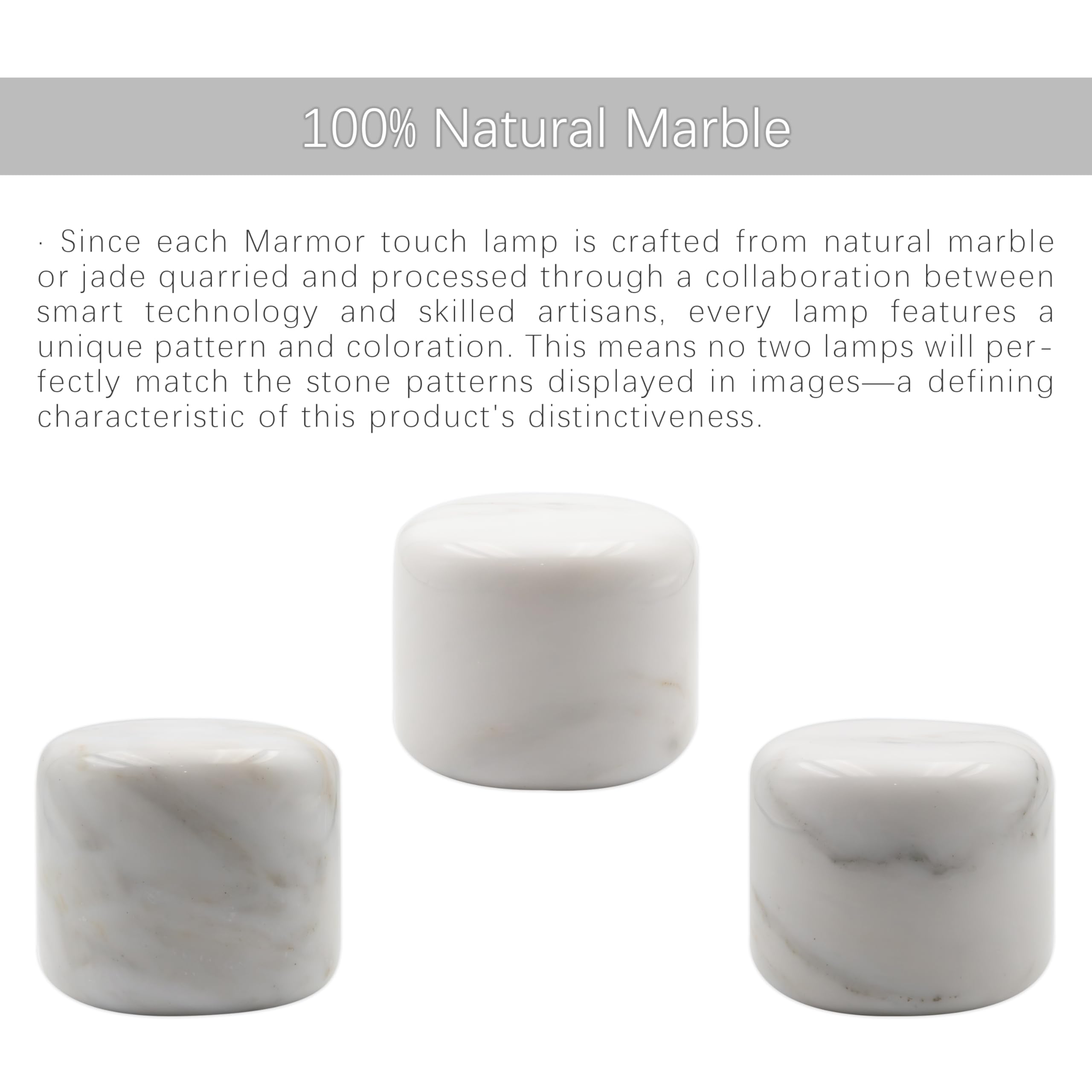 Marmor Lámpara de Noche Mármol Regulable, Luz de Mesa LED 3 Modos, Lámpara de Piedra Recargable, Iluminación Ambiental