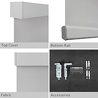 Vista 7 de Calyx INTERIORS Persiana enrollable opaca con cenefa, persiana aislante térmica, inalámbrica, 30.5 pulgadas de ancho x 60 pulgadas de alto, gris