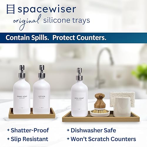 Miniatura 2 de Bandeja de encimera y tocador, 2 unidades (11 y 7 pulgadas), bandejas de silicona inastillables para cocina y baño para encimera, bandeja