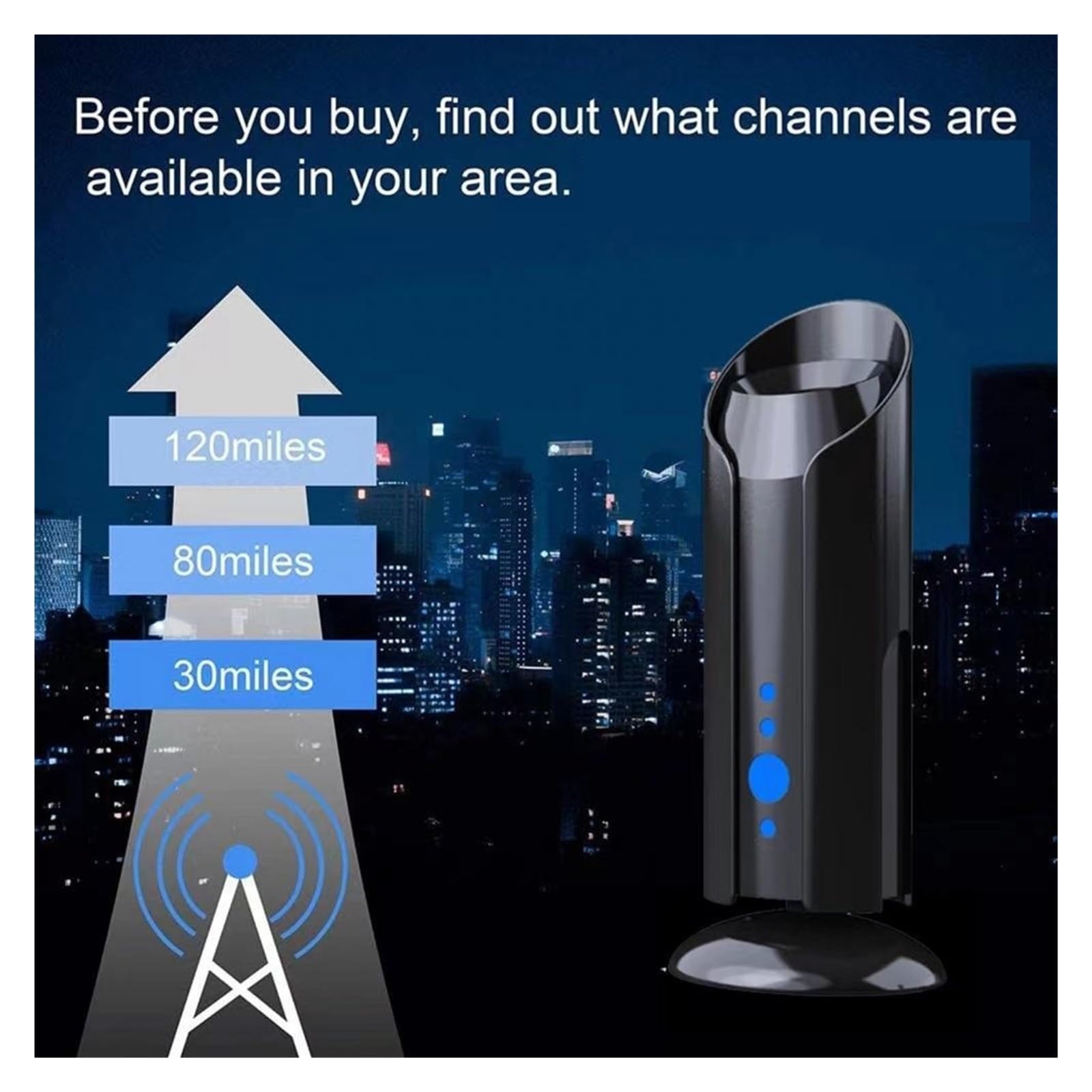 Potente Antenna TV Amplificata, Digitale For Con Portata Di Oltre 450 Miglia, Interna HDTV 4K Amplificatore Segnale Intelligente Copertura più ampia
