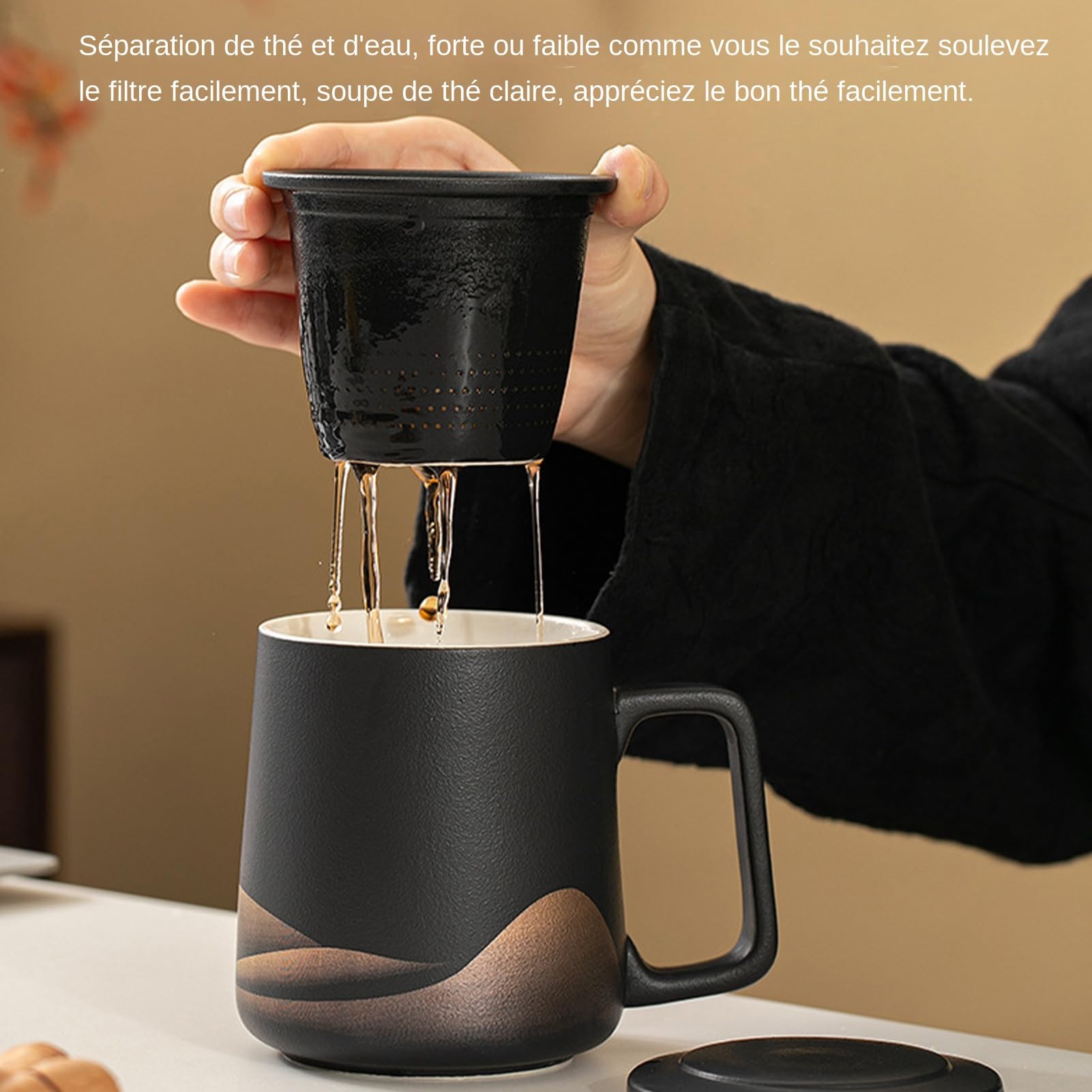 Tasse À Thé Avec Filtre Et Couvercle Filtre en céramique 36 cl