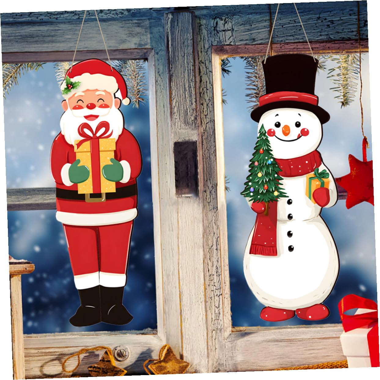Holz Schneemann Weihnachtsbaumschmuck Hängend Wanddeko Schneemann Dekorationsfigur Weihnachtsmann Weihnachtsbaumschmuck Kugeln Weihnachtsschmuck für Zuhause Büro oder Geschäft
