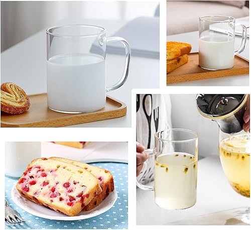 Miniatura 5 de HORLIMER Juego de 12 tazas de café transparentes de 10 oz16 onzas, taza de café de vidrio para té, capuchino, latte y jugo de leche