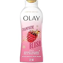 Olay Body Wash for Women, Hydrating &amp; Moisturizing, Holiday Edition, With Plant Based Cleansers, B3 Complex, For All Skin Types, Champagne Blush with Berries Sugared Rim &amp; Rose Petals Scent, 22 fl oz