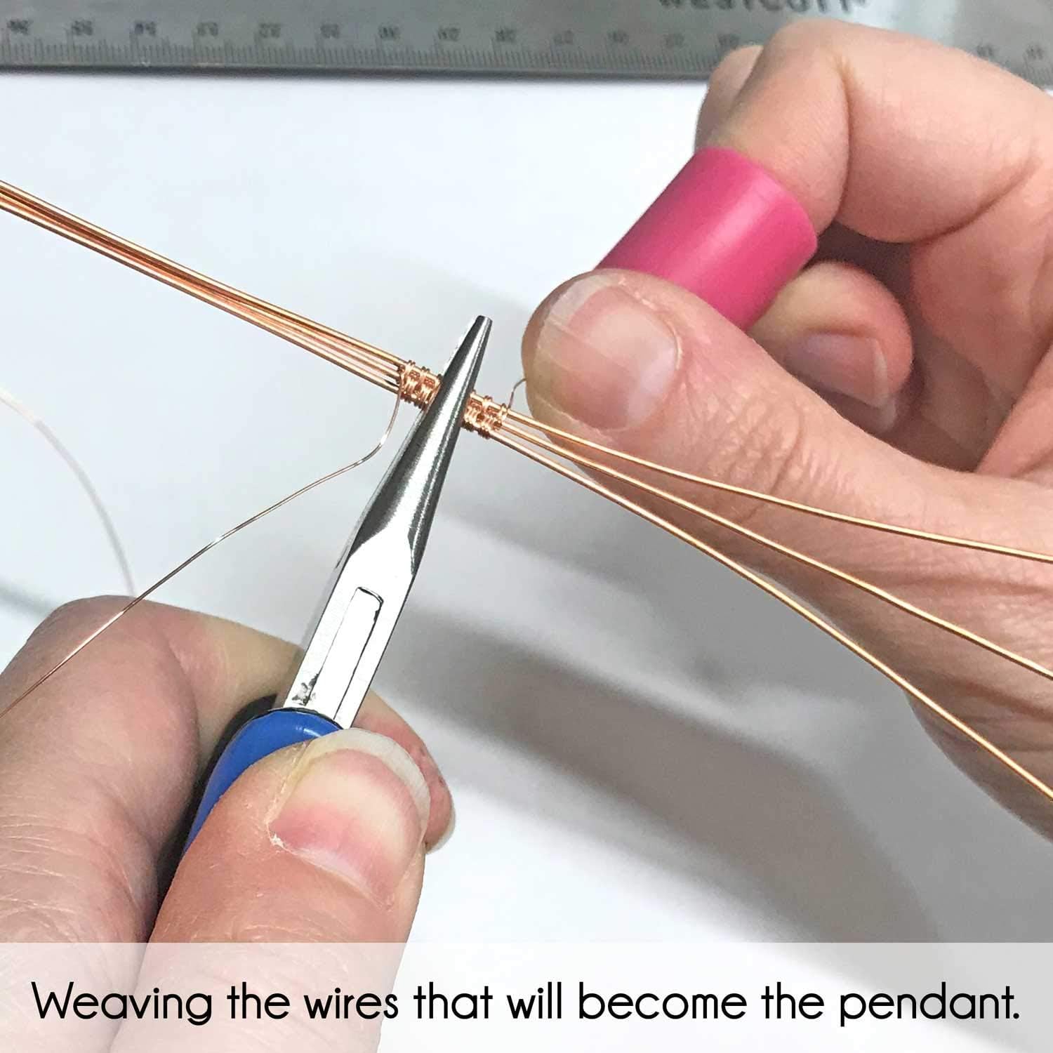 Pillar of Salt Studio Handcrafted Copper Jewelry Set Wire Wrapped Pendant Necklace and Earrings with Simulated Pearls (White)