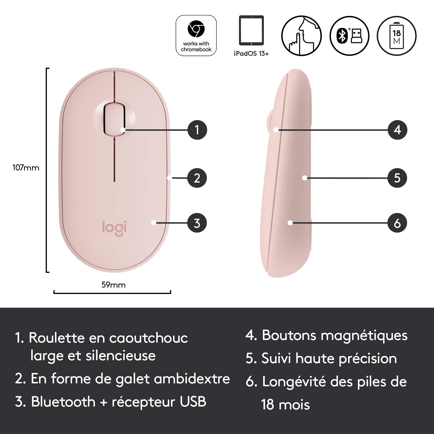 Logitech M350 Pebble Souris Sans Fil