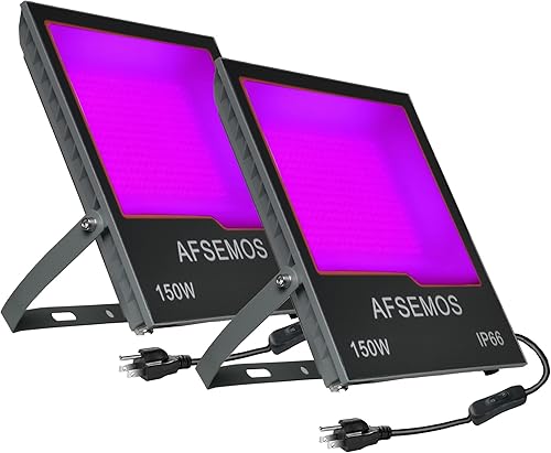 Paquete de 2 luces LED negras de 150 W, luces negras para fiesta brillante, luz de inundación de luz negra impermeable IP66, luces de Halloween,