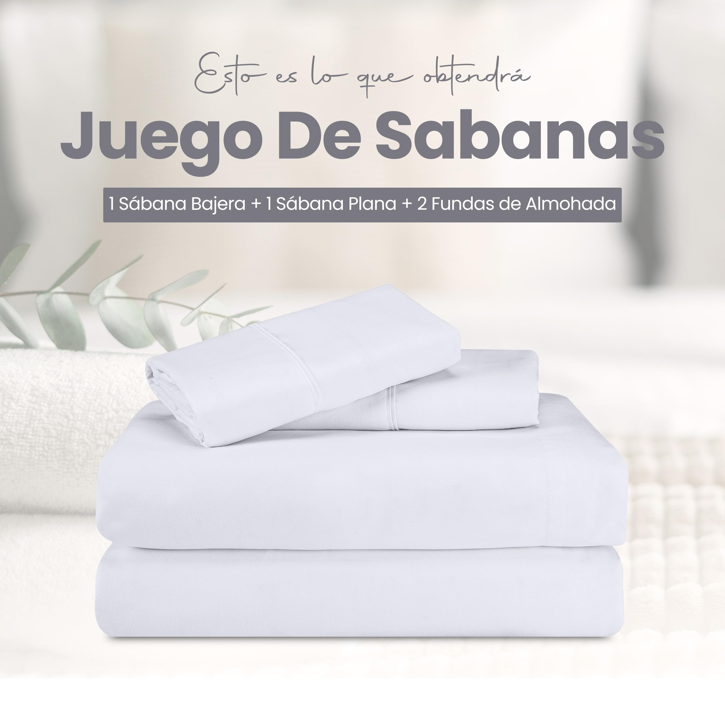 Utopia Bedding Juego de Sabanas 4 Piezas 150x200 - Poliéster Microfibra Cepillada - Oeko-Tex Certificado - Sábana Bajera, Sábana Plana y 2 Fundas de Almohada 50x75 (Cama 150, Blanco) - 4