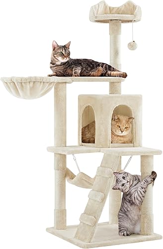 Yaheetech - Árbol para gatos, torre para gatos de 54 pulgadas de altura para gatos de interior con plataforma extendida y cesta, espacioso