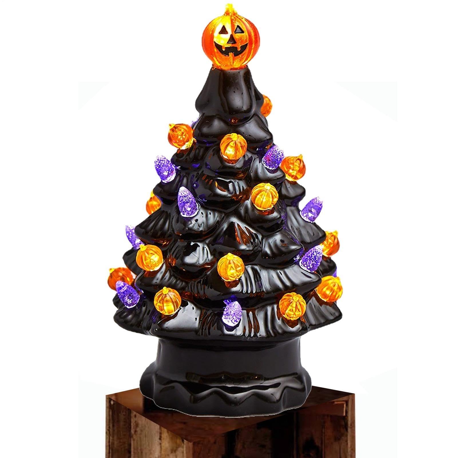 Árbol Halloween de mesa decorativo para repisa de chimenea y oficina