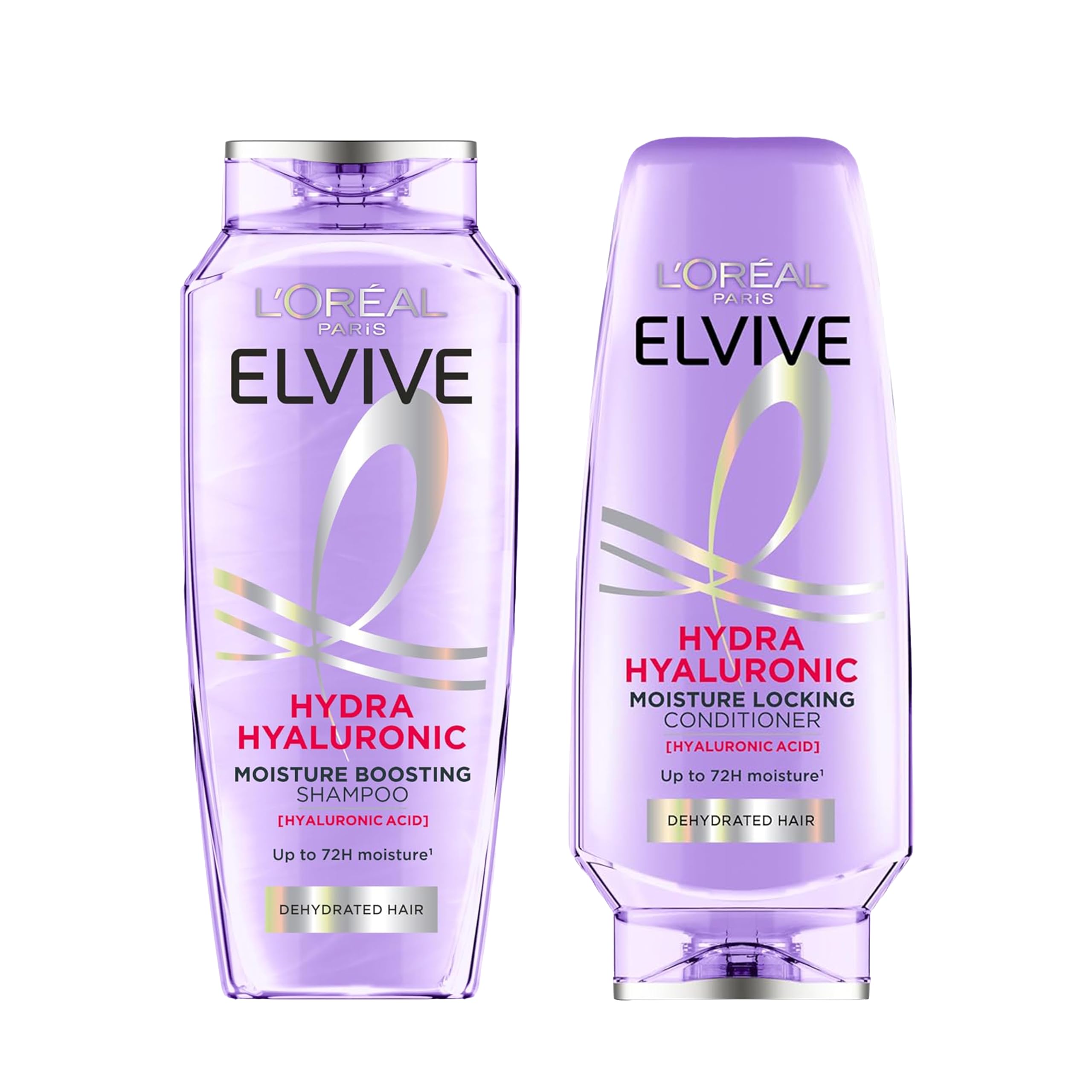 L'Oreal Paris Elvive Hydra Hyaluronic Haircare Duo – 400ml Moisture Plumping Shampoo & 300ml Moisture Locking Conditioner Set for Dehydrated Hair