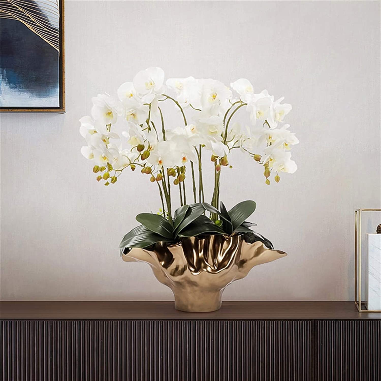 Fleurs artificielles, Fausses orchidées, orchidées décoratives, Centre de Table Artificiel, Grande orchidée Artificielle, Fausse Plante en Pot, Ensemble de Fleurs artificielles, Belle Forme