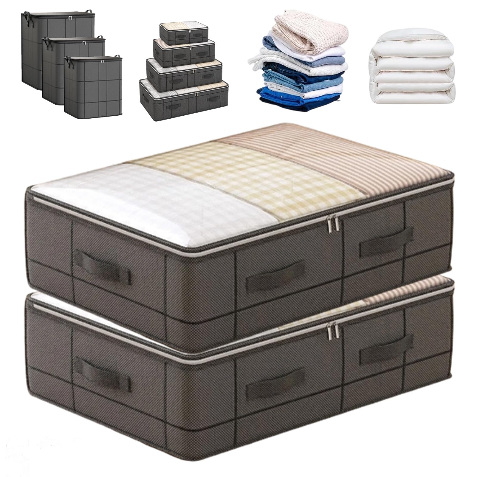 Spacious Zippered Storage Bin for Moving Day And Closet Use (2PCS,52L)