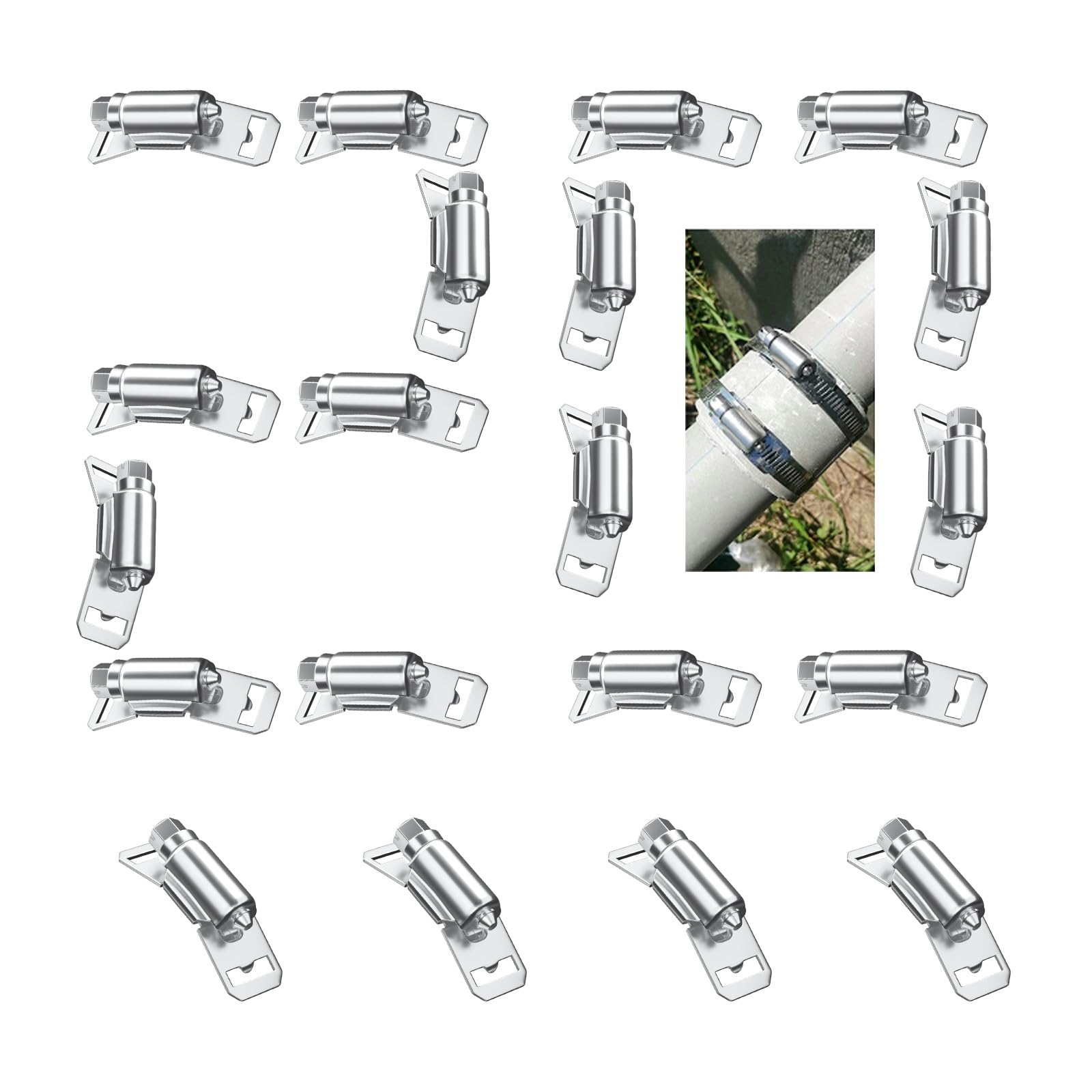 WSWECCL 20 Pack, 304 Stainless Steel Adjustable Pipe Worm Clamp Fasteners for Air Duct, Exhaust Wrap, Water Pipe, Pole Mount and Metal Strapping