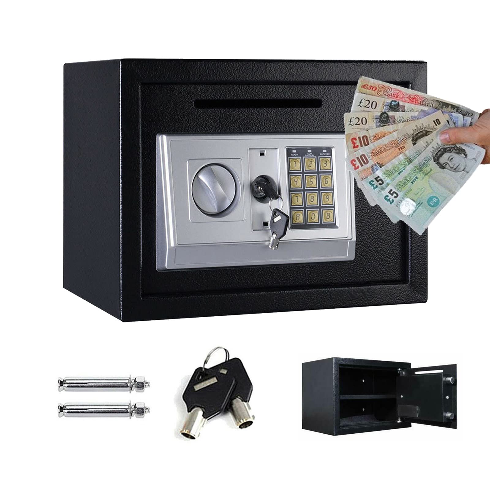 Sejfy Do Domu, Sejf Na Klucze Ścienna Skarbonka, Elektroniczne Sejfy Cyfrowe 16L Do Domu, Kaseta Bezpieczeństwa Sejf Na Dokumenty