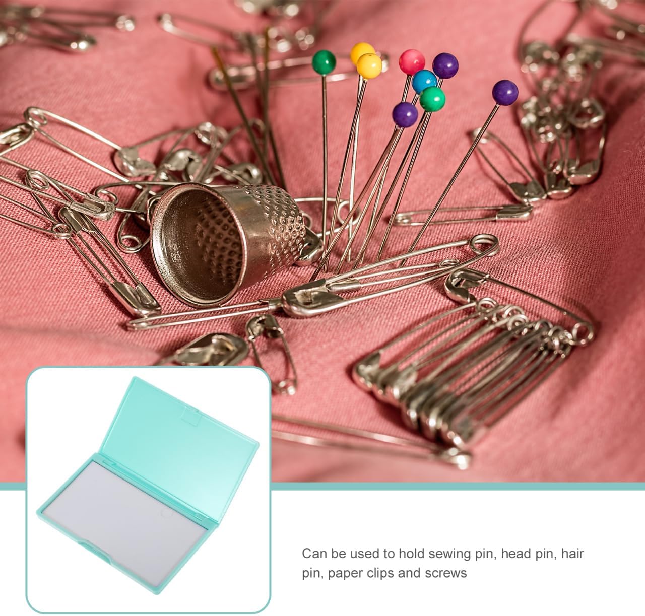 Ciieeo Magnetic Needle Holder Portable Sewing Tool Storage Box for Pins Clips Needles Lightweight Organizer for Home Office Two Colors