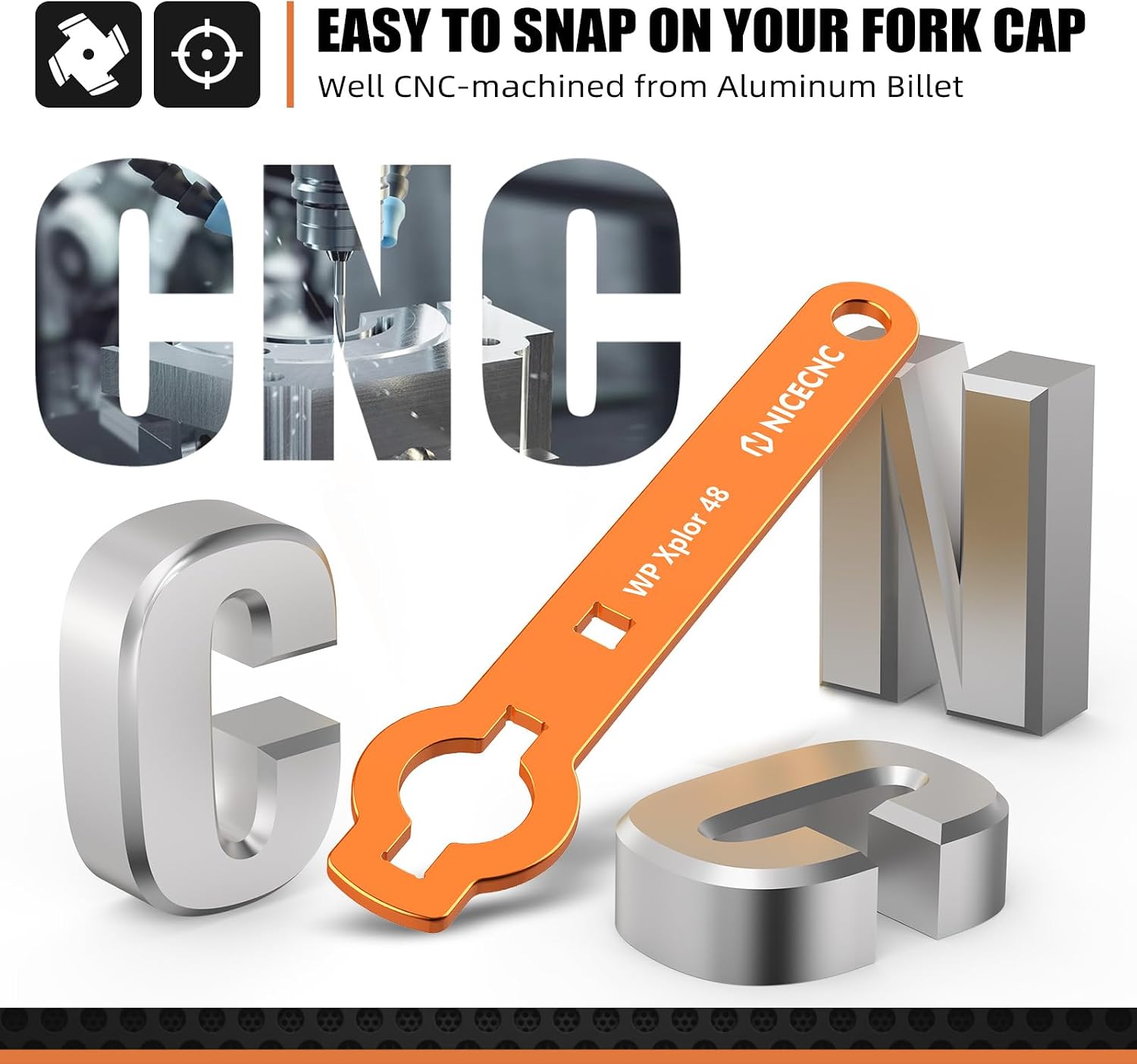 NICECNC Motorcycle WP Xplor Fork Cap Wrench Aluminum Compatible with KTM 150 XC-W 2017–2019 250 EXC-F 2017–2019 250 XC-W 2017–2018 300 XC-W 2017–2018 350 EXC-F 2017–2022,See Fitment