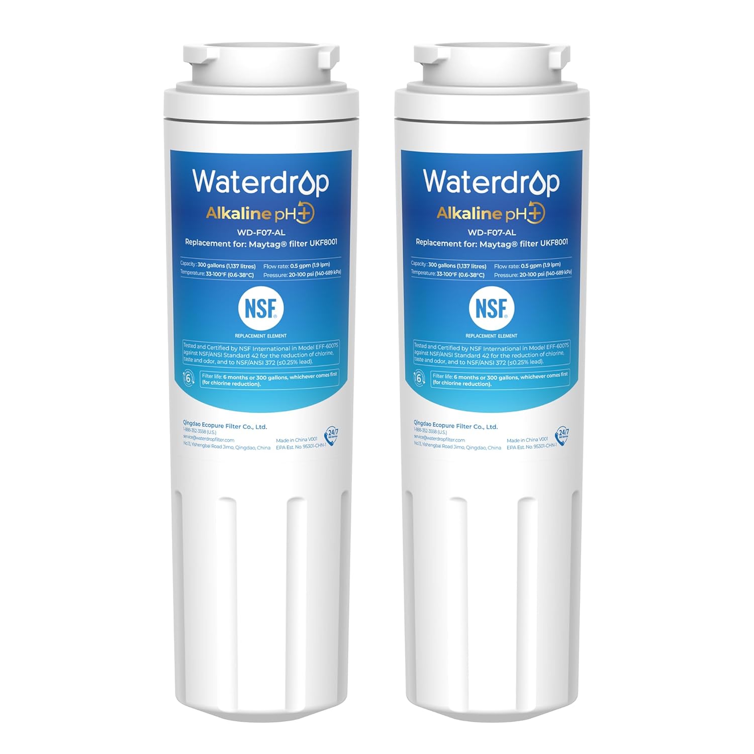 Waterdrop 𝐀𝐥𝐤𝐚𝐥𝐢𝐧𝐞 UKF8001 Refrigerator Water Filter 4, Compatible with