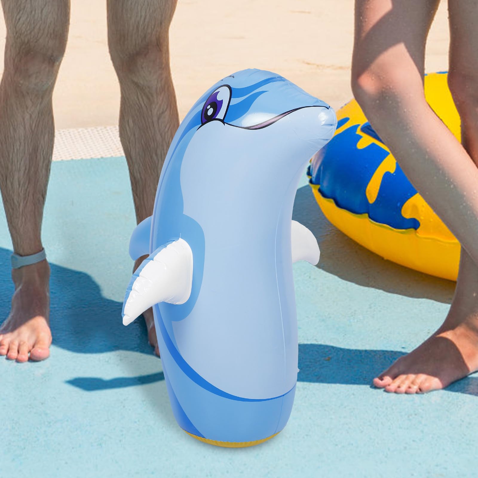 ORFOFE Flotador de Piscina Delfín Inflable de PVC 85 CM Juguete Reutilizable Adultos Decoración al Aire Libre Resistente y Fácil de Transportar