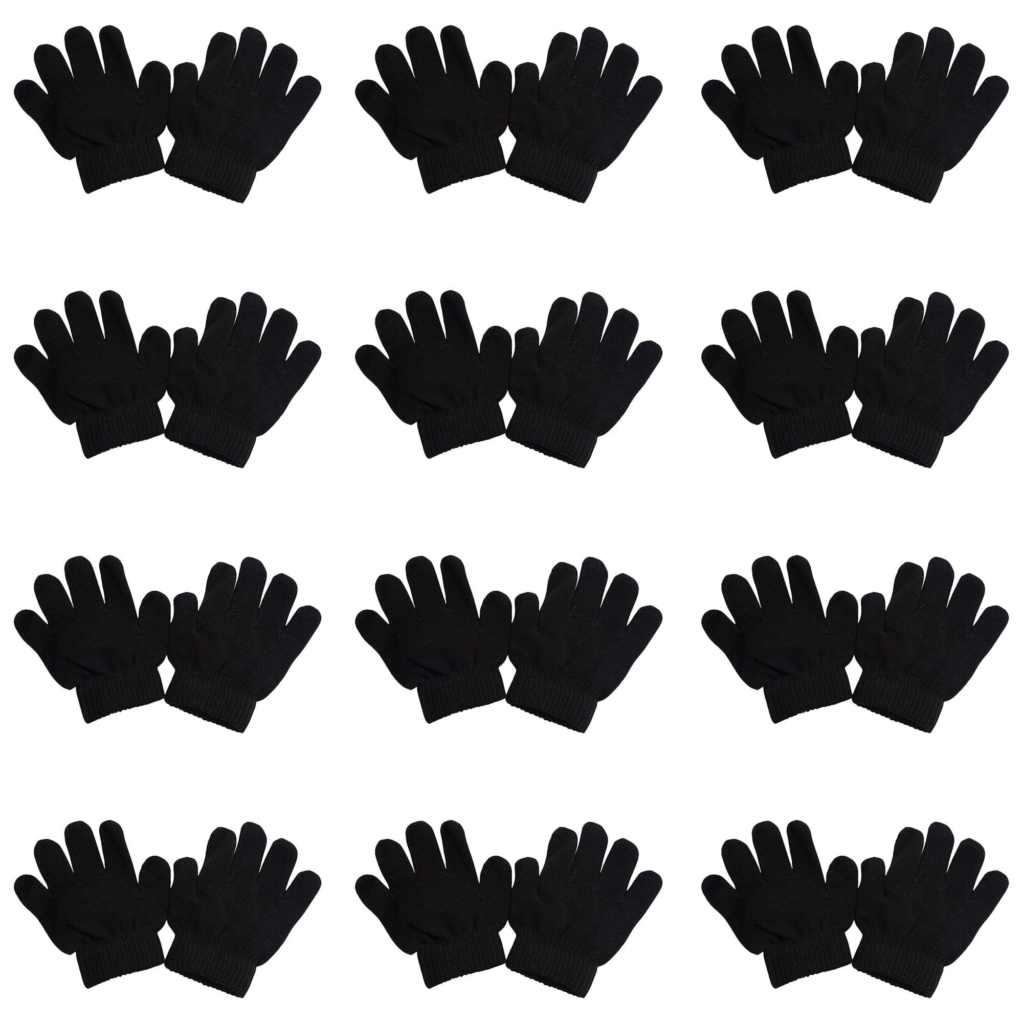 HiFEN® - 12 Pairs Kid's Winter Magic Gloves Children Stretchy Warm Gloves Boys or Girls Knit Gloves