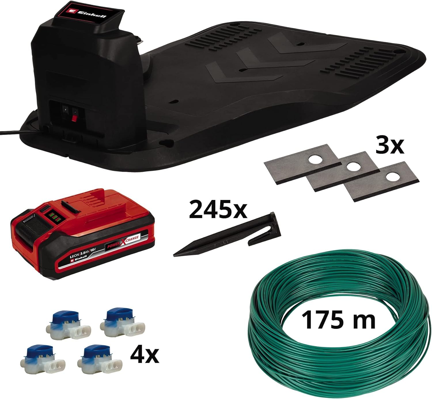 Einhell Robot cortacésped FREELEXO Smart 750 LCD+ Power X-Change (Puesta en Red Inteligente, cálculo de Tiempo de siega dependiente del Tiempo, 750 m², Modo de Segunda área, Incl. Kit instalación)