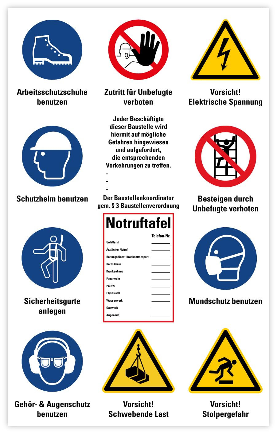 MBS-SIGNS Aufkleber Sicherheitsaushang – Baustellen-Sicherheit