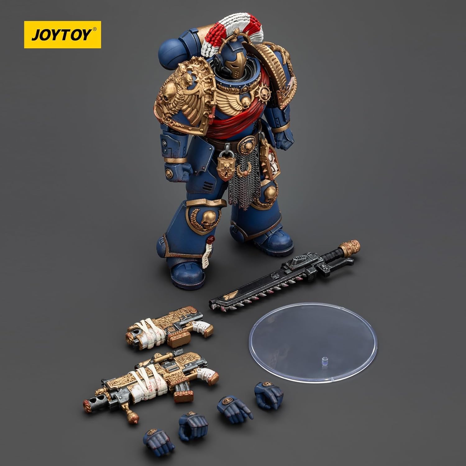 JOYTOY Warhammer 40 000 1/18 Ultramarines Relic Secundus pancerz z karabinem śrubowym, mieczem łańcuchowym i pistoletem śrubowym, 12,8 cm, zestawy kolekcjonerskich figurek akcji
