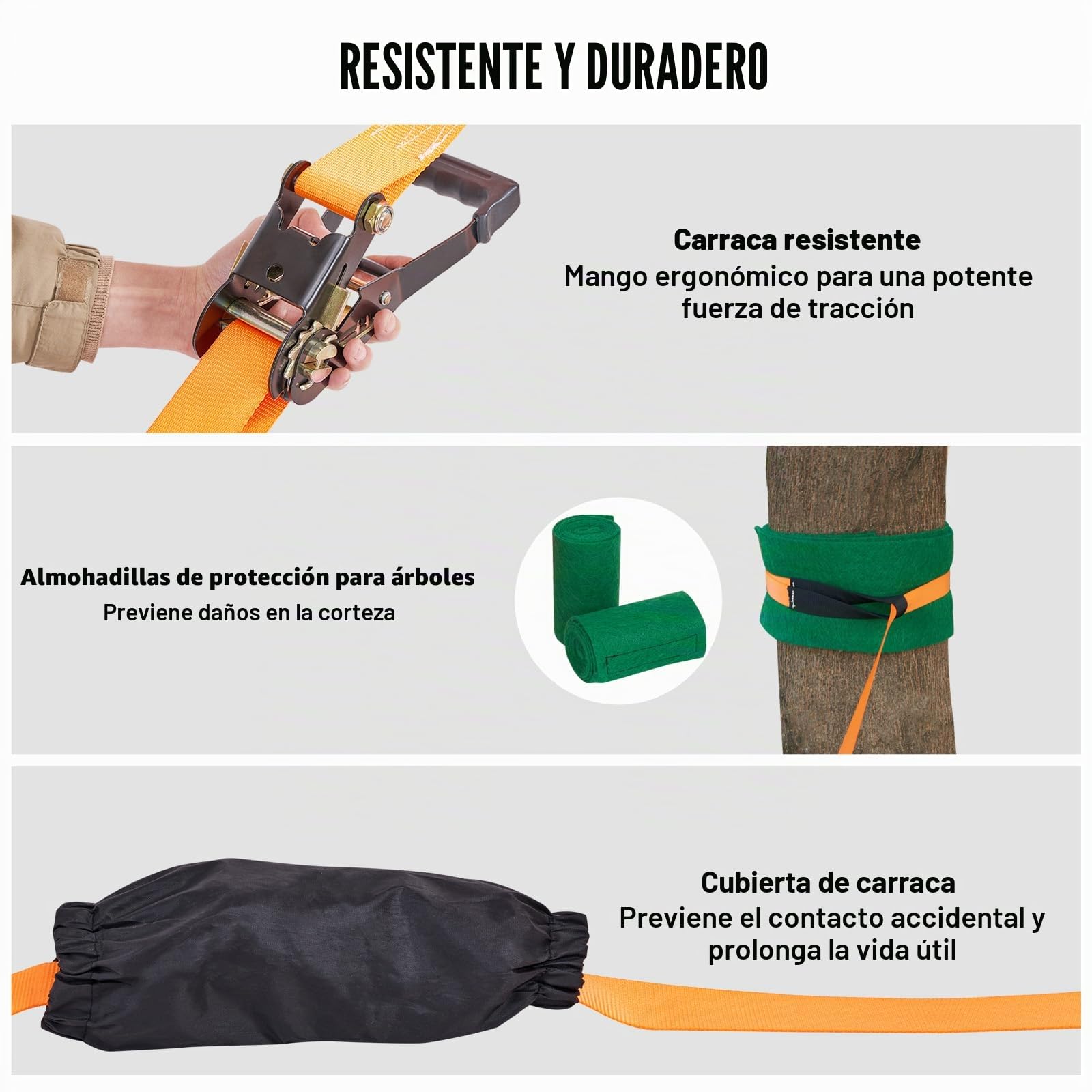 VEVOR Correa de Equilibrio de 60 pies Carga 500 libras Juego Completo con Protector de Árbol Entrenador de Brazo Curso de Equilibrio de Fácil Configuración para Niños Adultos Principiantes y Avanzados