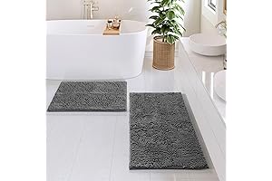 Grey Bathroom Mat Set: Chenille Comfort Meets Quick-Drying Convenience