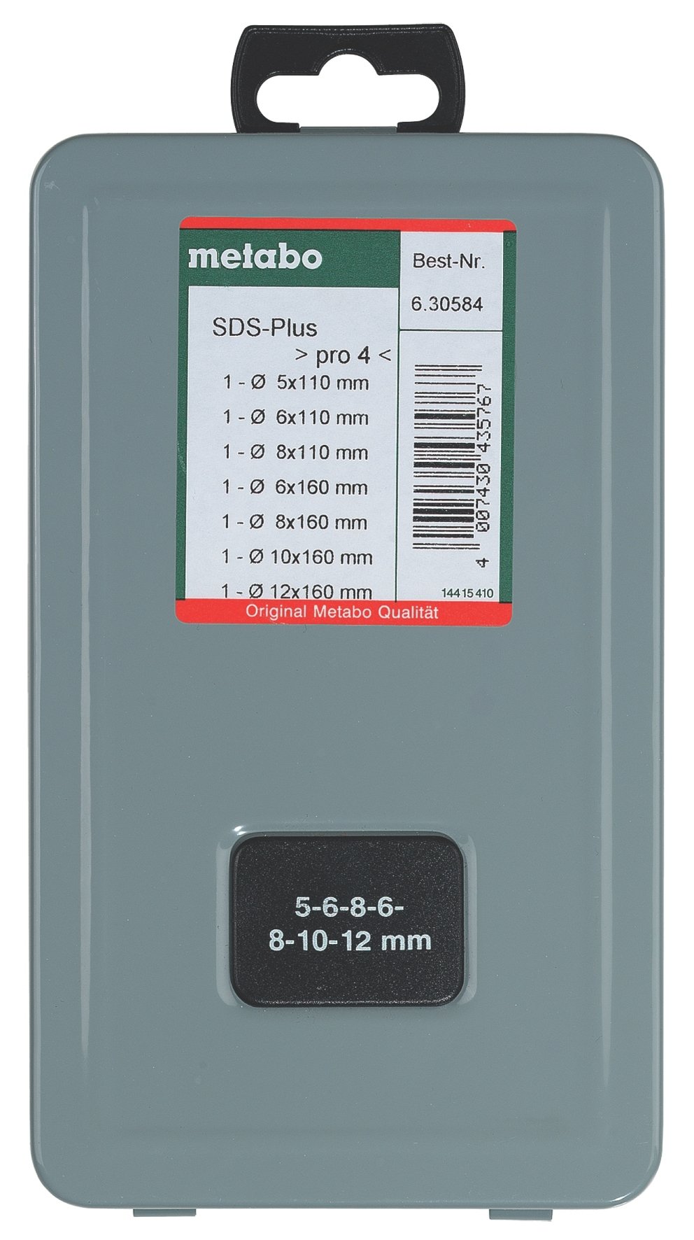 Metabo630584000 Carbide-Tipped Hammer Drill Bit Set, Green, Set of 7 Piece