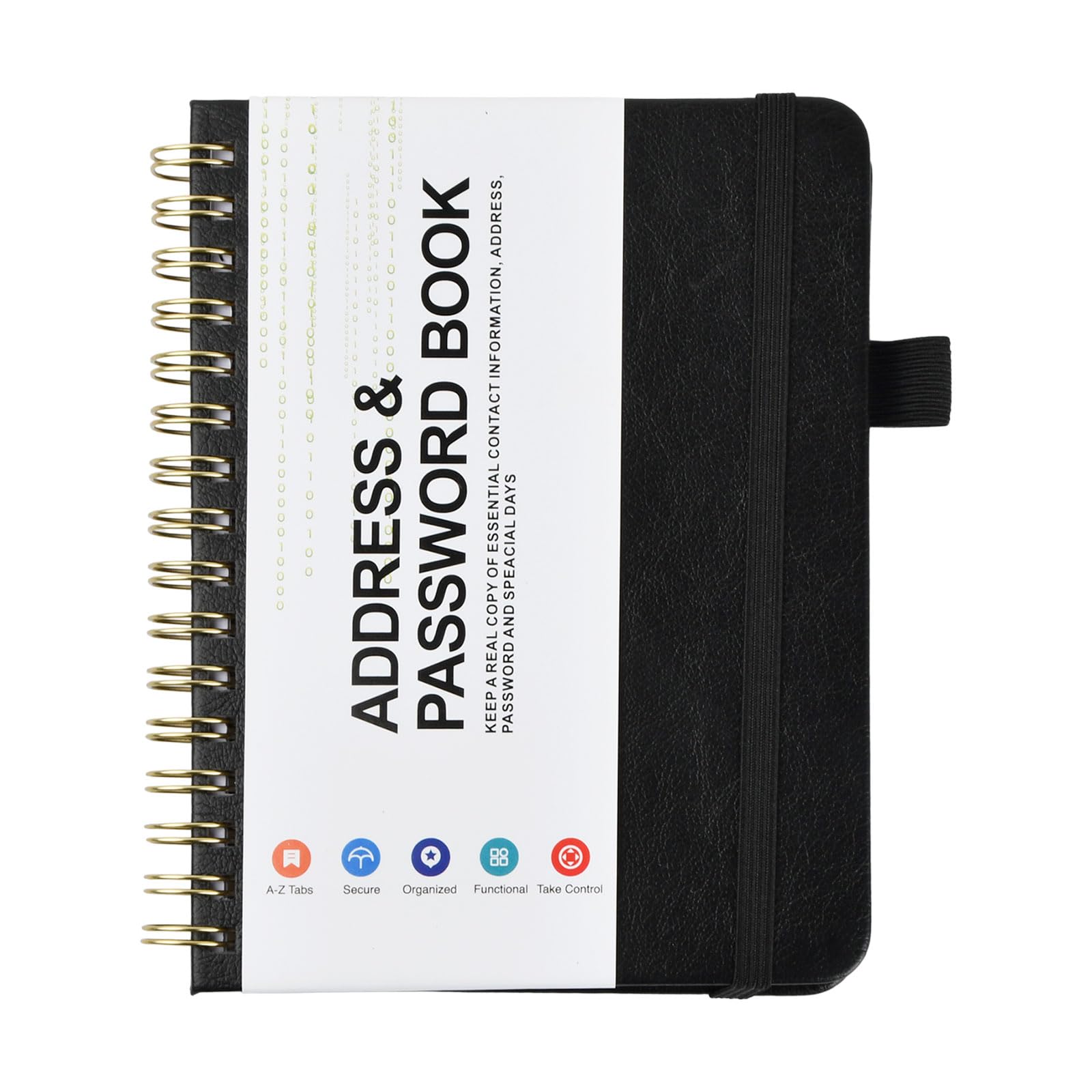 Libreta de Contraseñas con Pestañas Alfabéticas, 14.5x12cm A6 Libreta Contraseñas Índice Alfabético, 64 Sheets/128 Pages Cuaderno Organización de Contraseñas para Inicio de Sesión de Sitios (Negro)