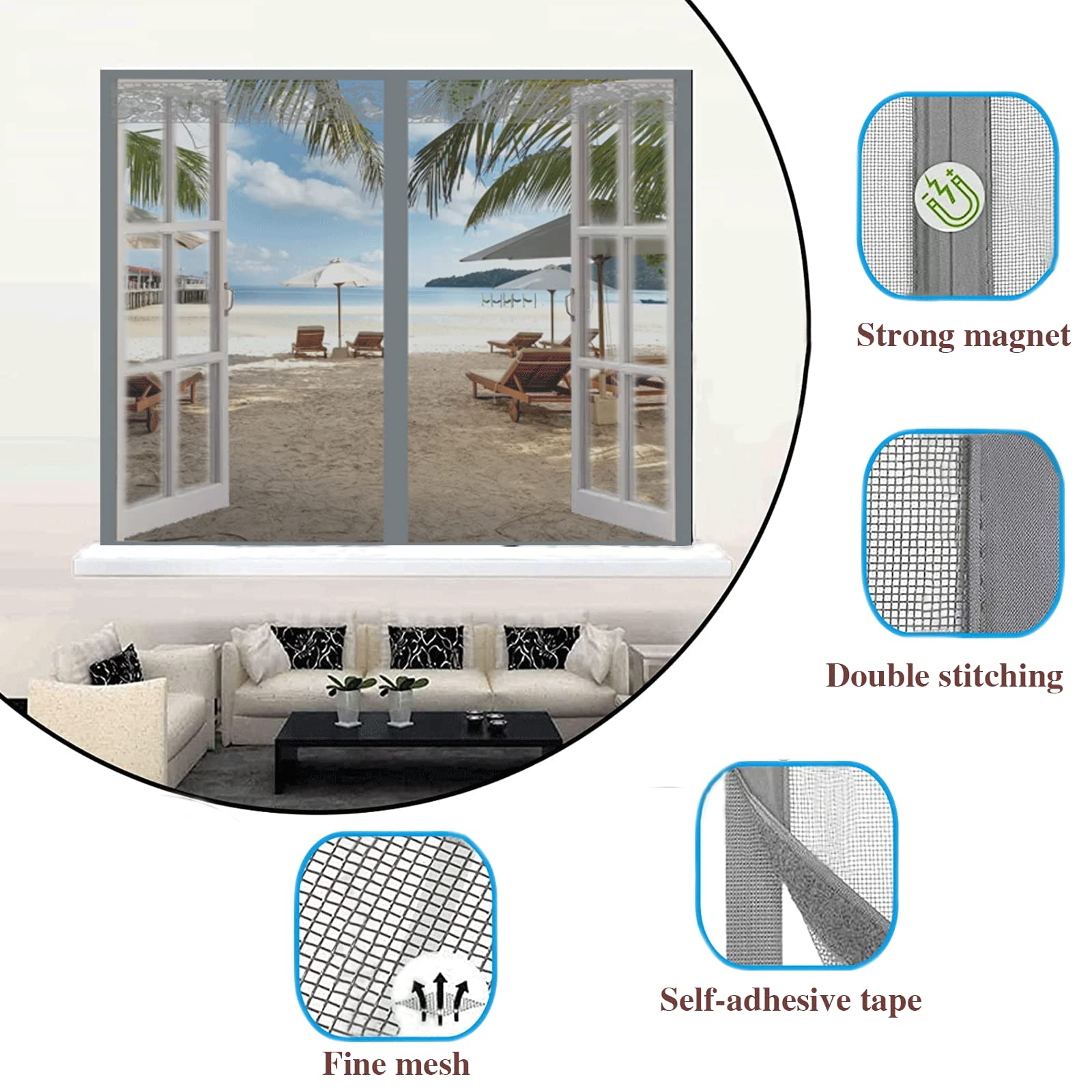 Aexit Fliegengitter Für Fenster/Tür – 160x130cm, Mit Klettband, DIY-Montage