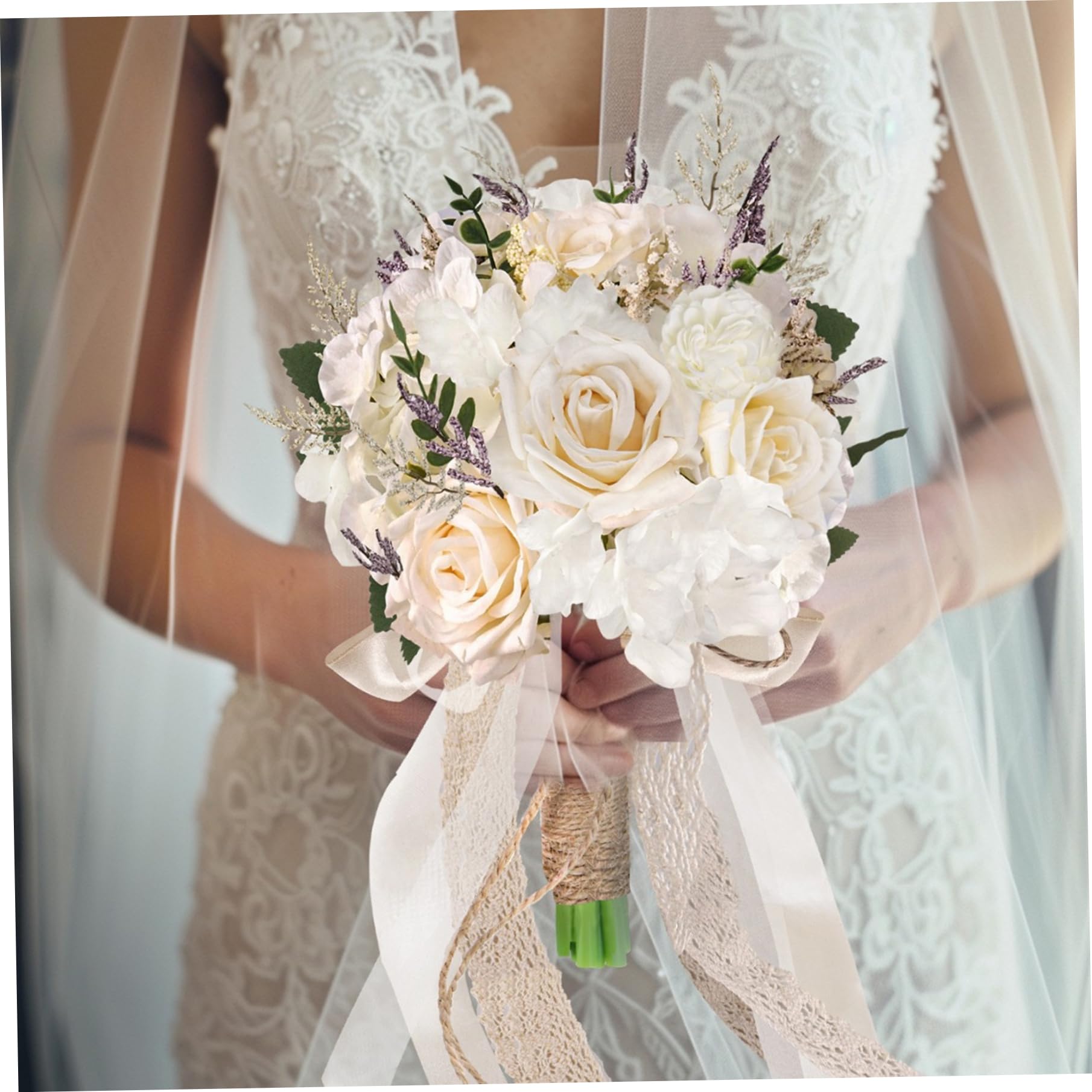 Bouquet da sposa per la sposa, bouquet da con rose artificiali, da con champagne bianco per la cerimonia della damigella d'onore e l'anniversario della