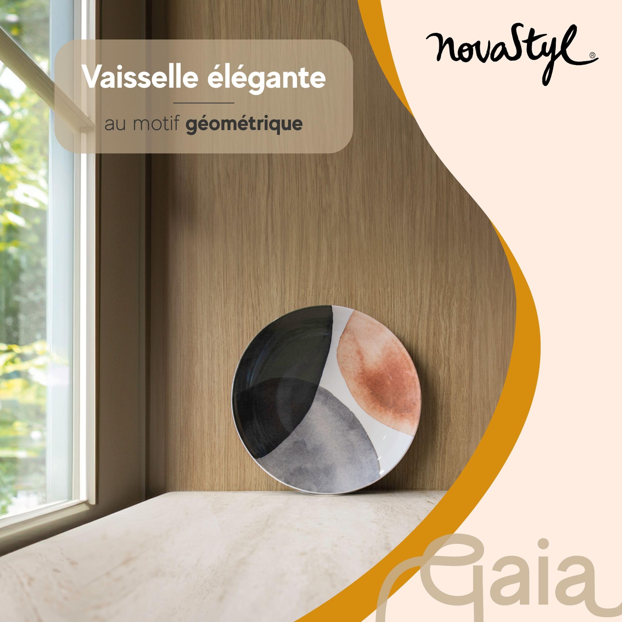 Novastyl - Set van 6 platte borden gaia 26cm van steengoed