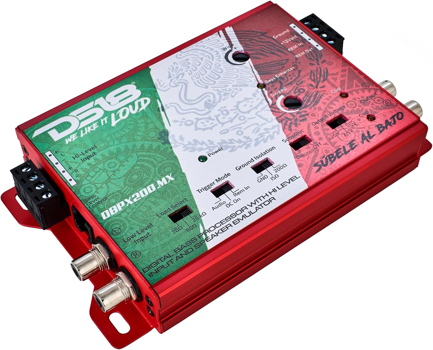 DS18 DBPX200 Digital Bass Processor with Hi to Low Signal Converter & Speaker Emulator, Digital Bass Restoration Processor, 2-Channel Preamp Input/Output, Fully Adjustable Bass (Mexico Design)