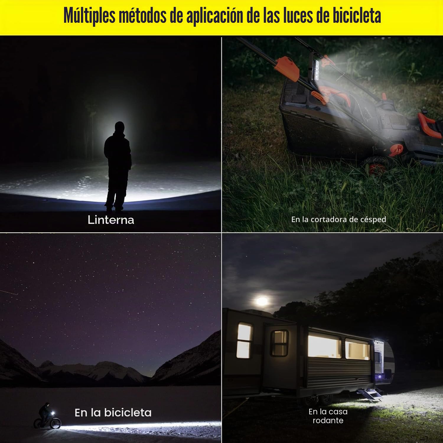 Luz Bicicleta Delantera,3250 lúmenes Luz Bicicleta Súper Brillante, 8000mah USB Recargable, 4 Iluminación Modos, IPX5 Impermeable Luces para Bicicletas para Montar Noche/Acampar
