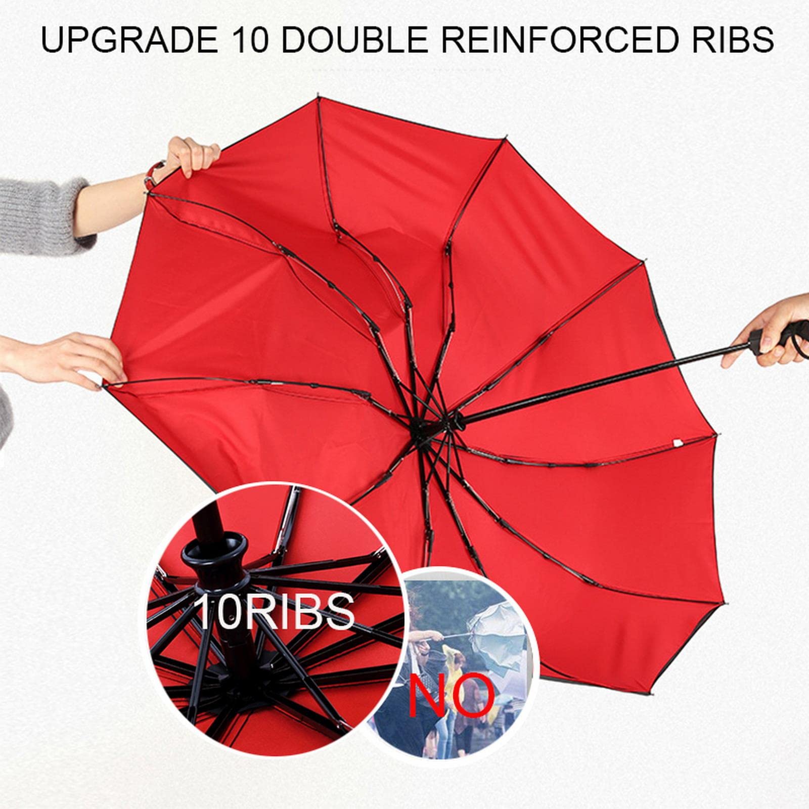 HIHELO Parapluie double couche coupe-vent entièrement automatique pour homme et femme - Parapluie pliable commercial grand cadre durable