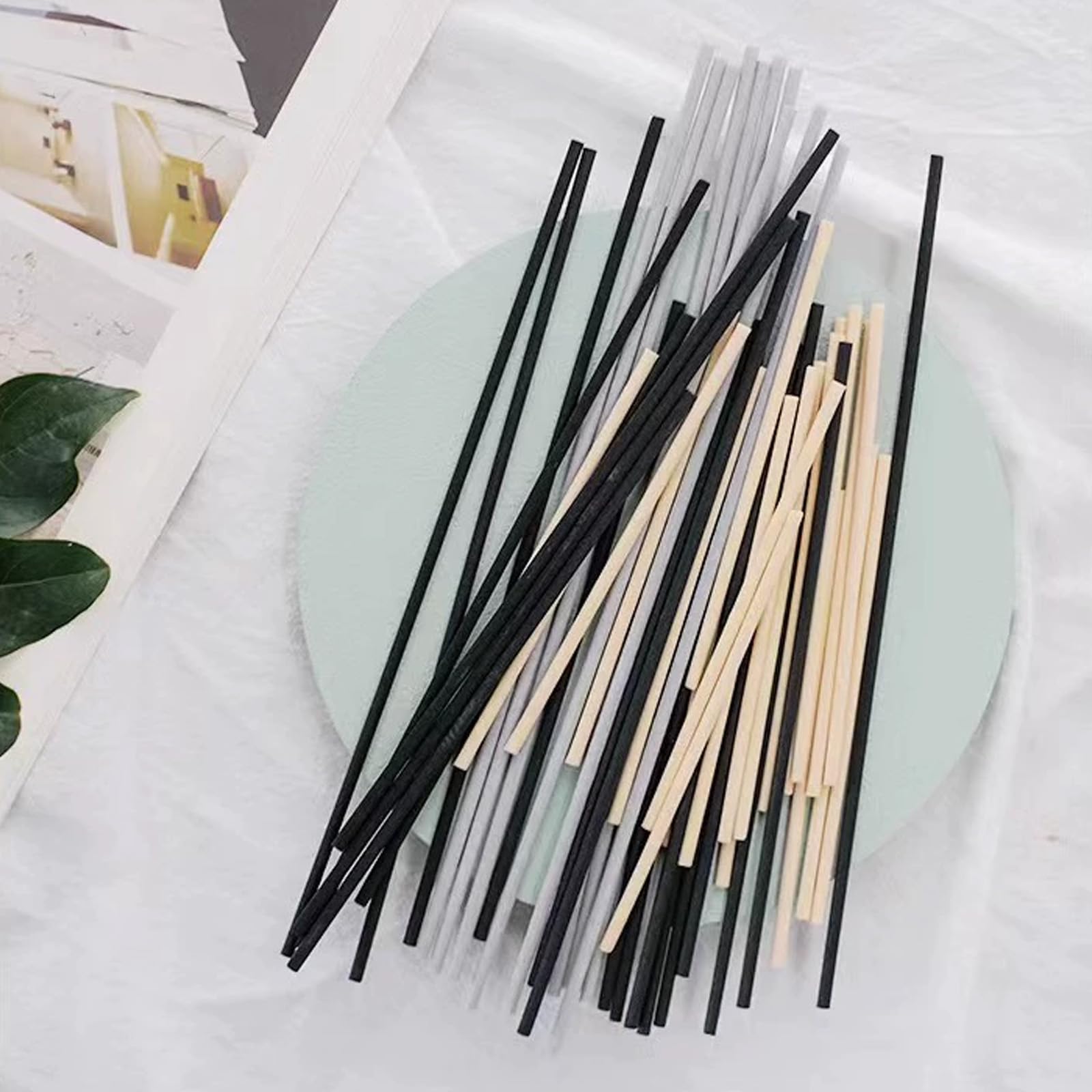Varillas difusoras 30 cm madera natural ratán aceites esenciales negro blanco