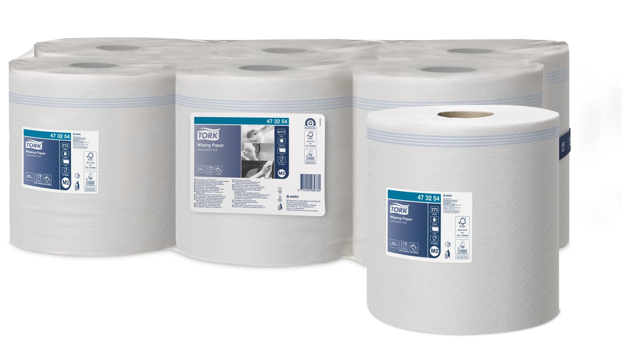 Tork 473254 Papel de secado, de 1 capa, 6 rollos (6 x 270 m), Universal | Universal, compatible con el sistema de alimentación central grande M2