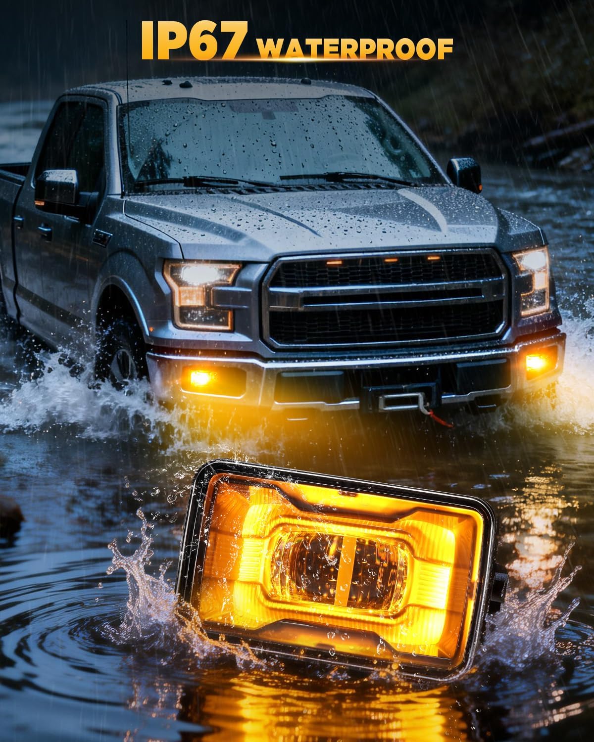 Auxbeam 2026 Upgraded LED Fog Lights Lamps With Amber Ambient DRL, 600% Brighter 5800LM Fog Lights for Ford F150 2015-2020, Bumper Fog Lamps Dot Approved, IP67 Waterproof, Pair, Black