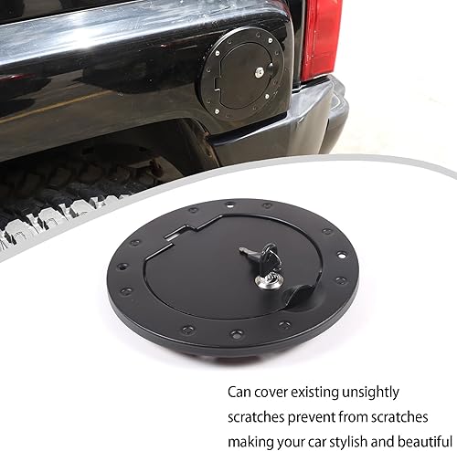 Miniatura 5 de Tapa antirrobo de repuesto para tapa de depósito de combustible compatible con Hummer H3 2005-2009, tapa de tapa de gas con bloqueo, puerta del