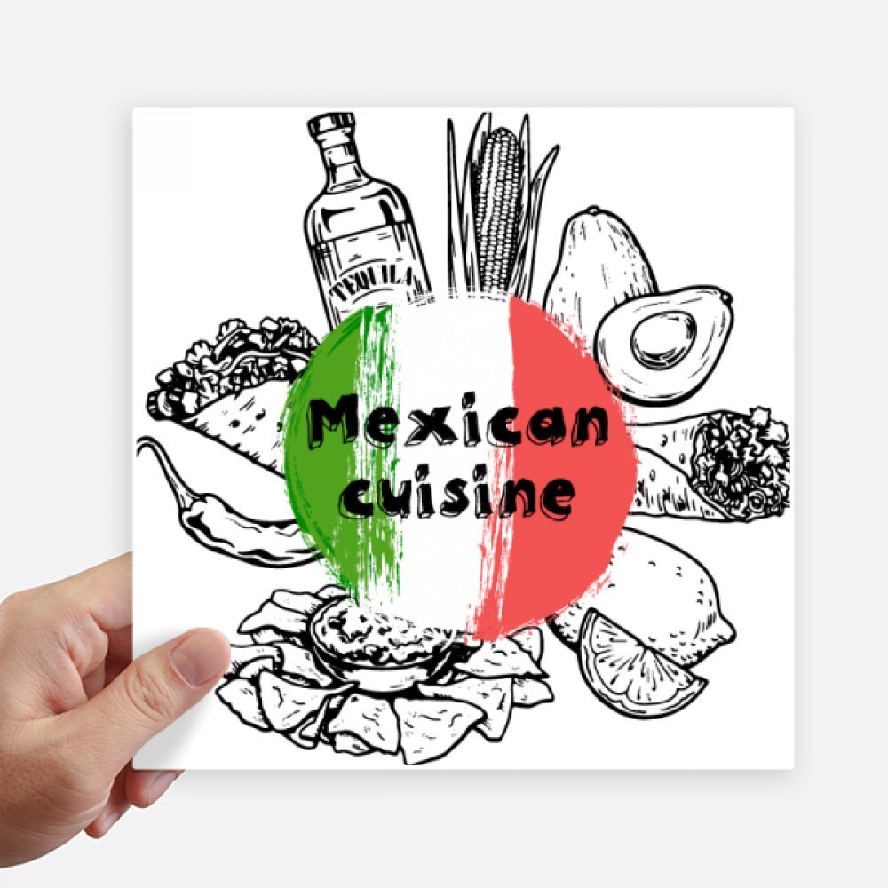 Autocollant Mexique 20x20 cm multicolore pour valise, grand sticker mural cactus et motobike DIYthinker